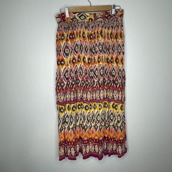 Chaudry KC Multicolor Argyle Pull On Boho Maxi Skirt Womans Size L Southwest - Picture 2 of 12